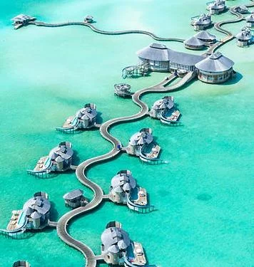 Overwater villas in the Indian Ocean