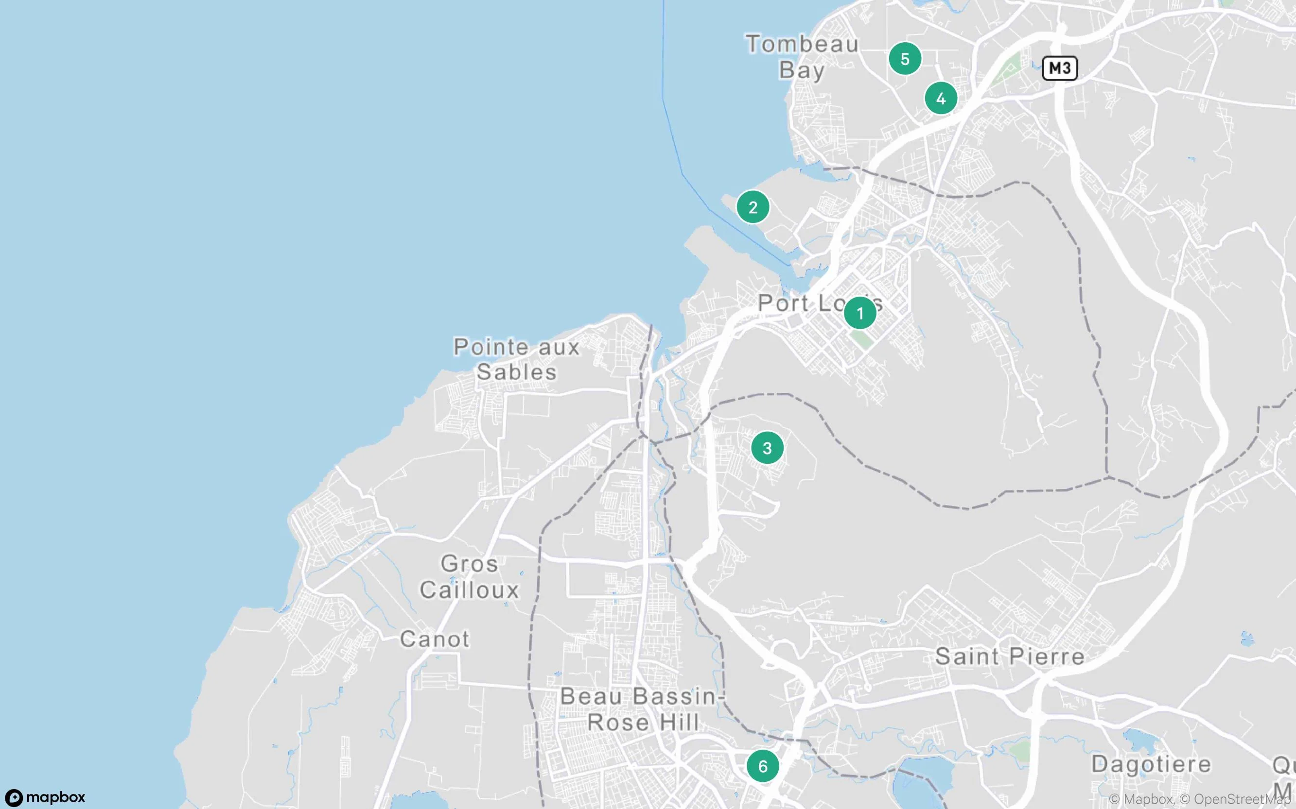 Map of Port Louis key commercial nodes